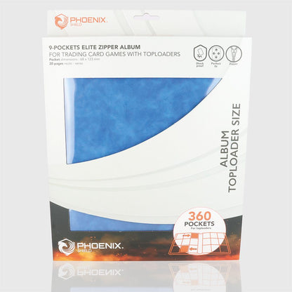 Classeur Toploader - 360 Emplacements - Effet Velours Bleu - Phoenix Shield