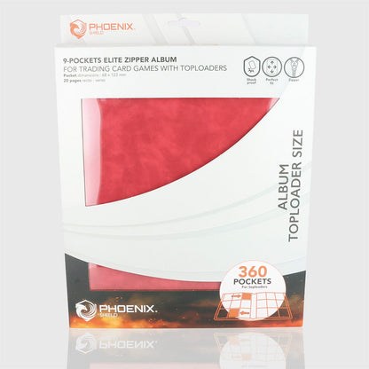 Classeur Toploader - 360 Emplacements - Effet Velours Rouge - Phoenix Shield